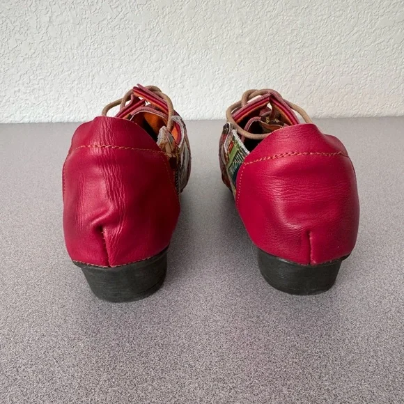 Women's Red Artistic Leather Comfort Shoes - TMA Eyes & MAiA size 9.5 (42) - Picture 4 of 9